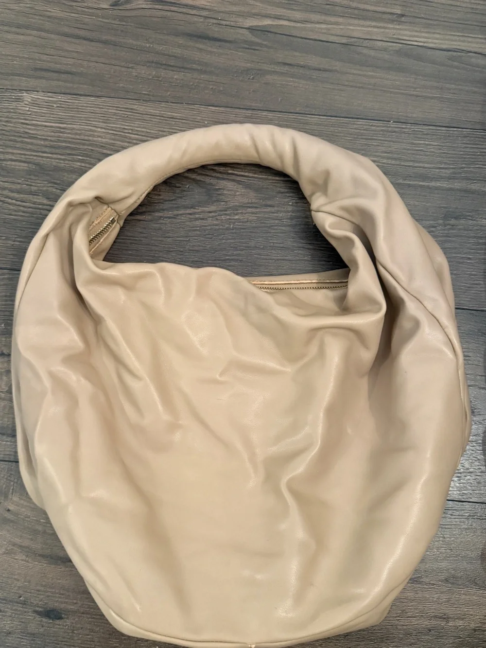 Leather Hobo Bag in Beige - Womens Bag